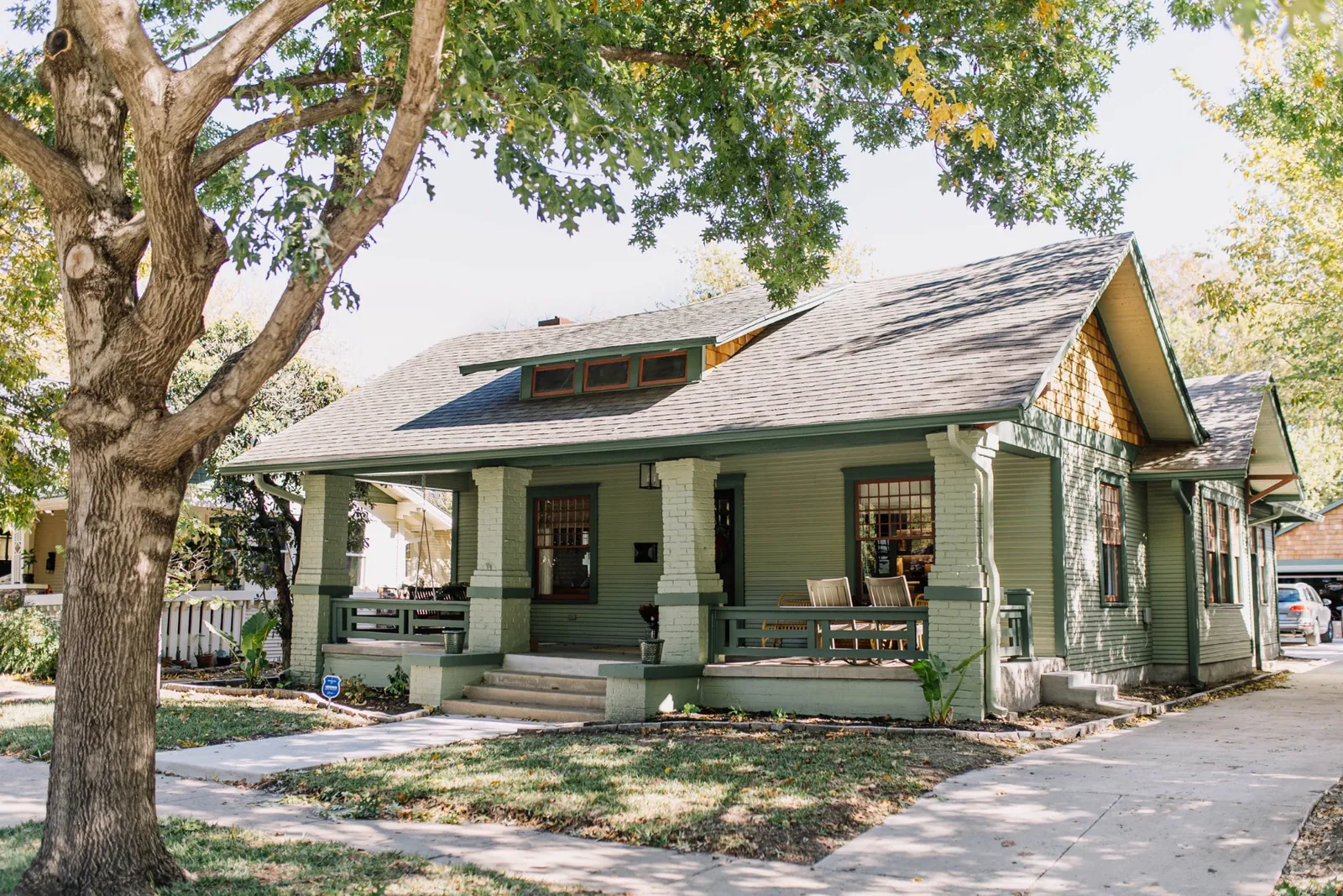 Craftsman bungalow with a deep front porch